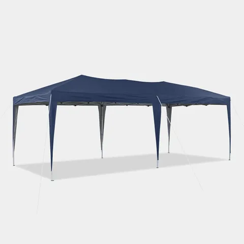 BOXED 3 X 6M GARDEN POP UP GAZEBO, HEIGHT ADJUSTABLE MARQUEE PARTY TENT - BLUE (1 BOX)