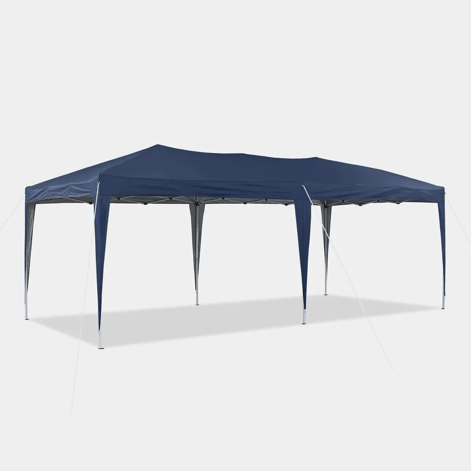 BOXED 3 X 6M GARDEN POP UP GAZEBO, HEIGHT ADJUSTABLE MARQUEE PARTY TENT - BLUE (1 BOX)