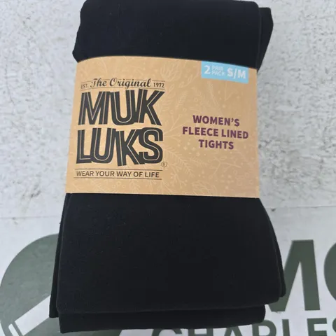 MUK LUKS WOMEN'S FLEECE-LINED TIGHTS β 2 PAIR PACK, SIZE S/M