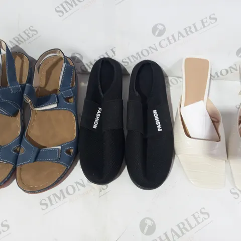 BOX OF APPROXIMATELY 10 ASSORTED PAIRS OF SHOES IN VARIOUS STYLES AND SIZES TO INCLUDE H&M, FASHION, ETC
