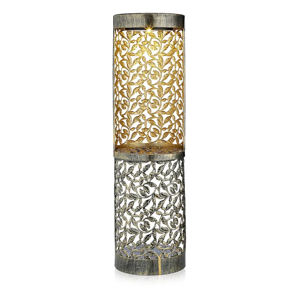 GARDEN STORIES SOLAR LEAF FRETWORK PILLAR