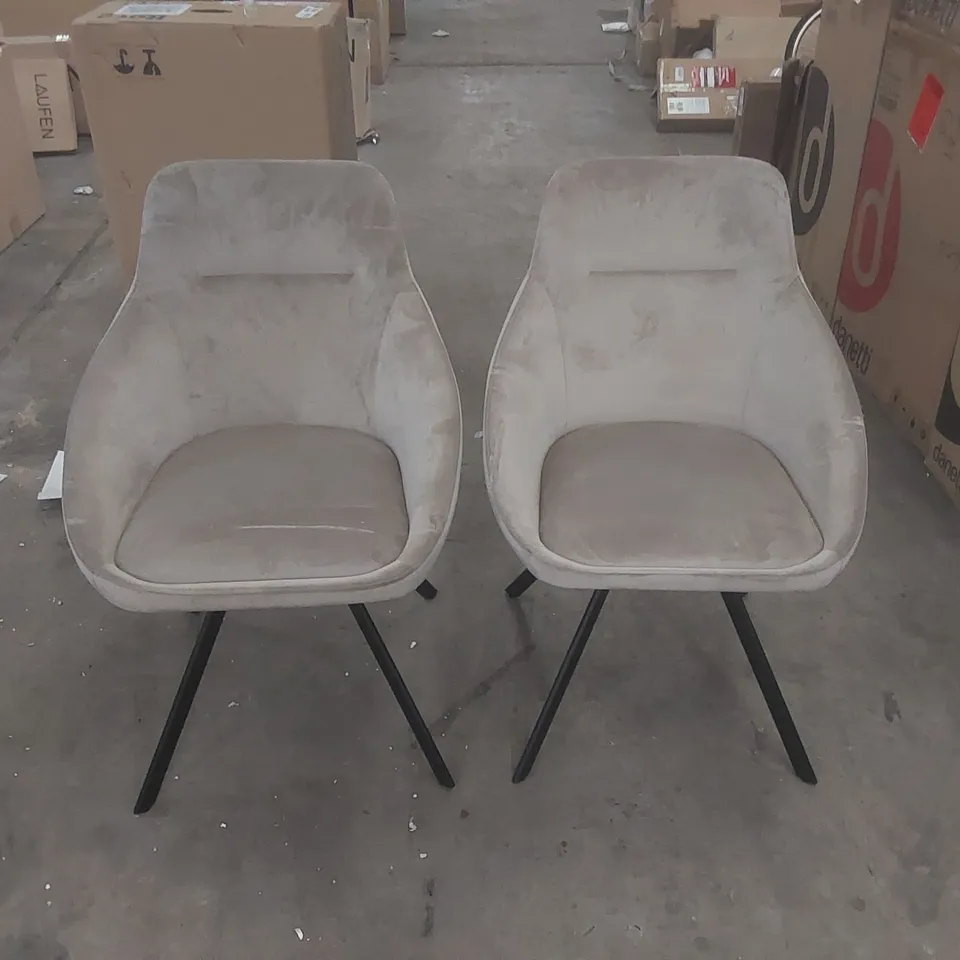 SET OF 2 DANETTI CLEO CHAMPAGNE VELVET SWIVEL CHAIRS