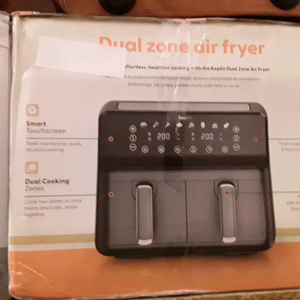 BOXED KEPLIN AIR FRYER WITH DUAL COOKING ZONES BLACK COLOUR