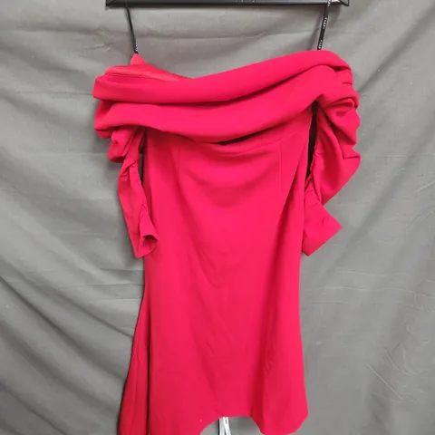 CLUB LONDON LOU ONE SHOULDER ASYMMETRIC MAXI DRESS IN RED SIZE 14