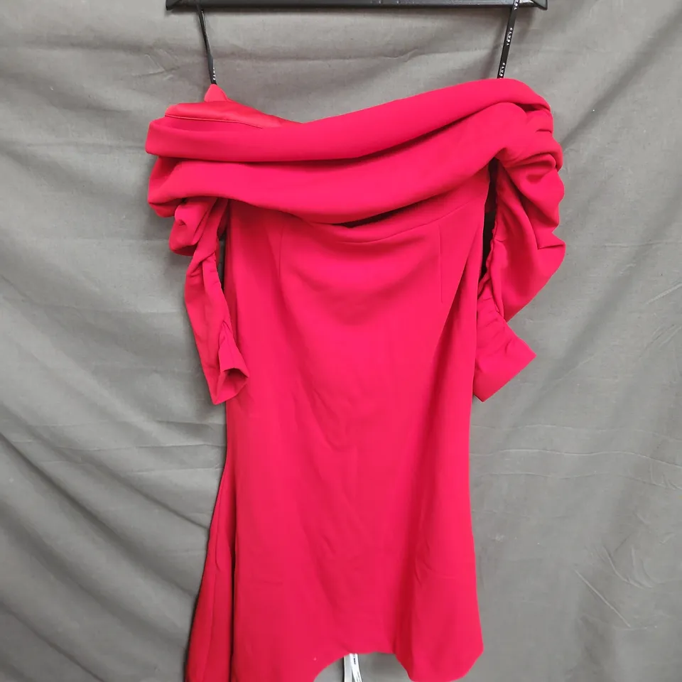 CLUB LONDON LOU ONE SHOULDER ASYMMETRIC MAXI DRESS IN RED SIZE 14