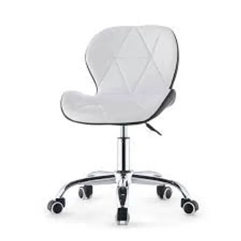 BOXED WHITE AND BLACK FAUX LEATHER SWIVEL CHAIR