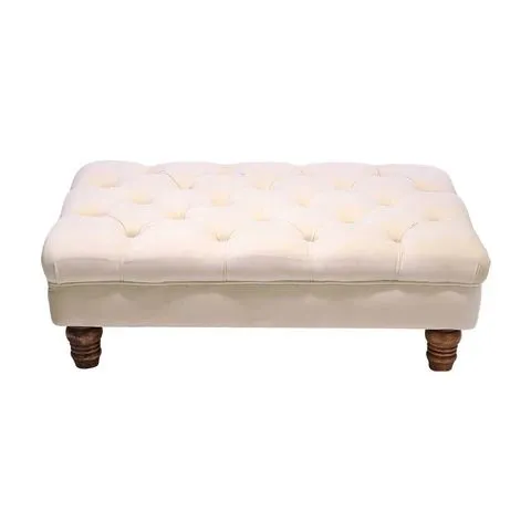 BOXED LIVING AND HOME FOOTSTOOL - BEIGE