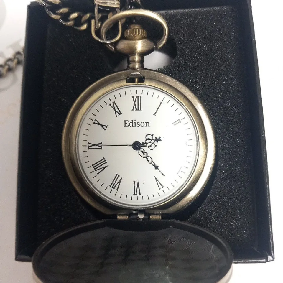 MENS EDISON POCKET WATCH WITH CHAIN – BRAND NEW IN BOX