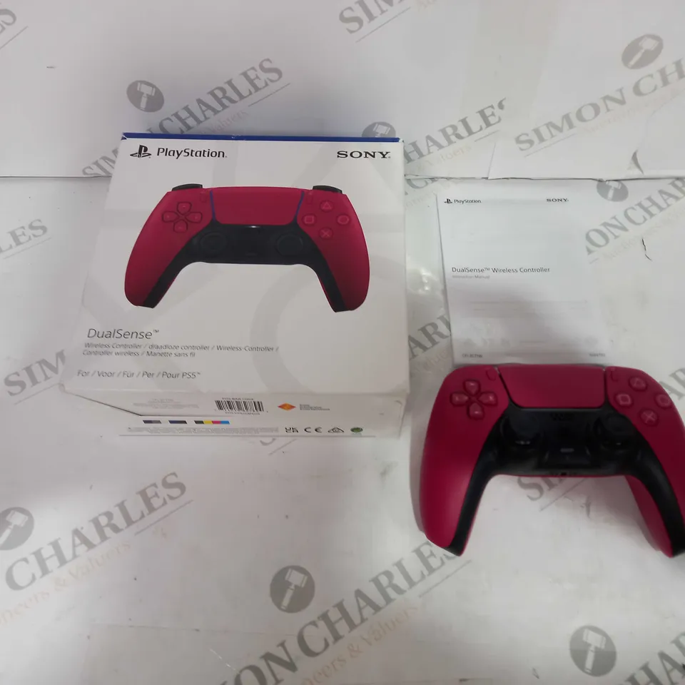 BOXED SONY PLAYSTATION DUALSENSE CONTROLLER IN RED, WITH INSTRUCTIONS