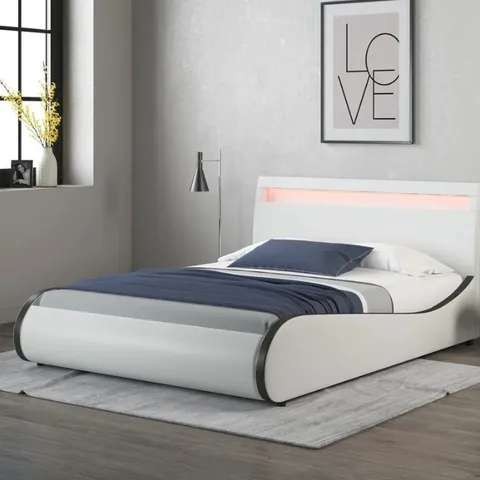 BOXED ORION WHITE & BLACK LED SMALL DOUBLE BED (2 BOXES)