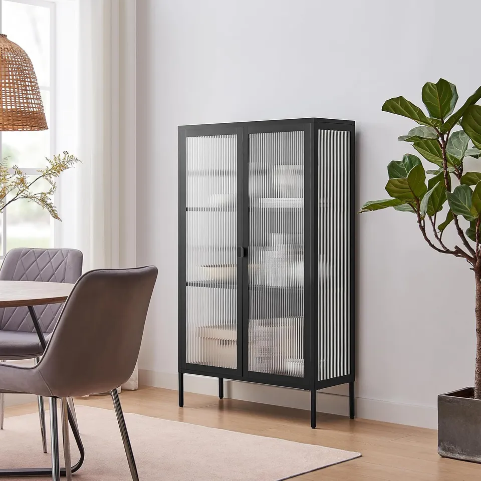 BOXED FURNITUREBOX JIA METAL DISPLAY CABINET - BLACK (1 BOX)