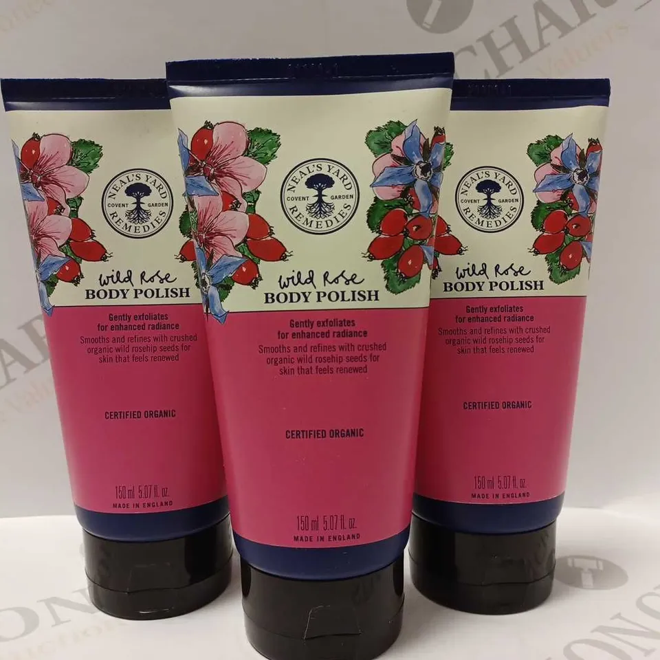 LOT OF 4 X 150ML NEALS YARD WILD ROSE BODY POLISH 