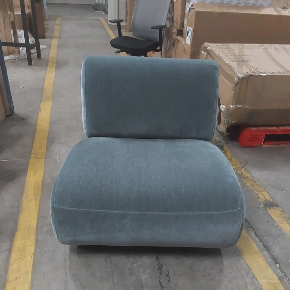 DANETTI FRANCES BLUE GREY FABRIC SWIVEL ACCENT CHAIR