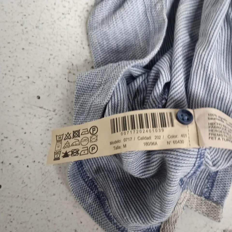 MASSIMO DUTTI MEN'S CASUAL FIT POLO SHIRT – LIGHT BLUE MICRO-STRIPE, SIZE M