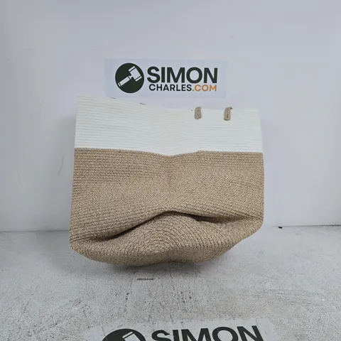TWO-TONE WOVEN LAUNDRY BASKET WITH HANDLES