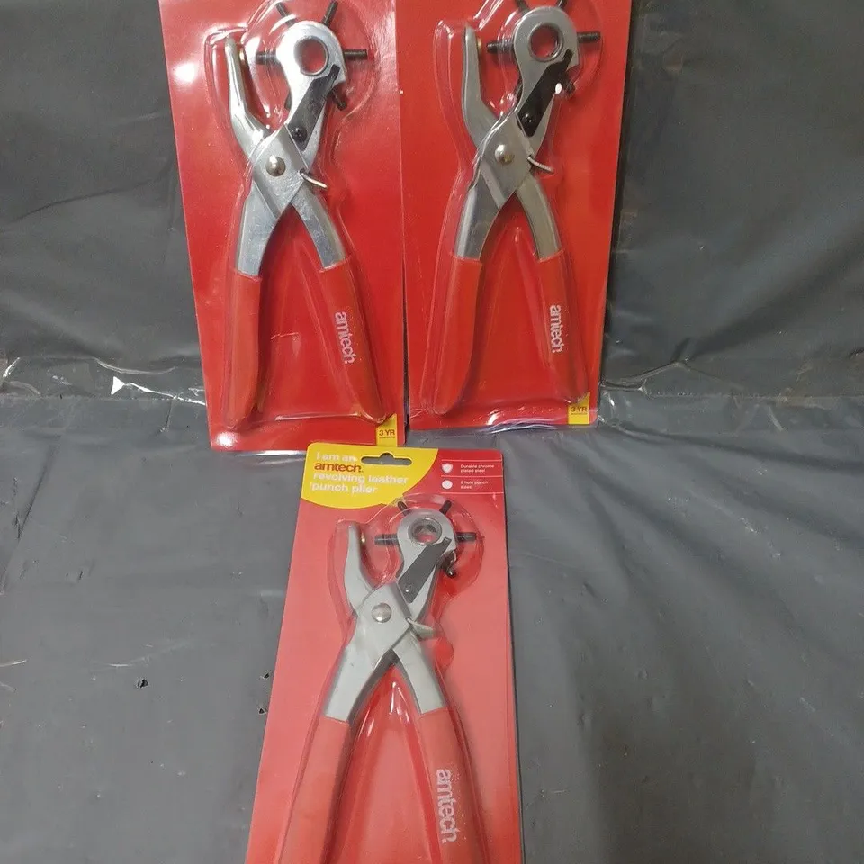 LOT OF 3 AMTECH REVOLVING LEATHER PUNCH PLIERS