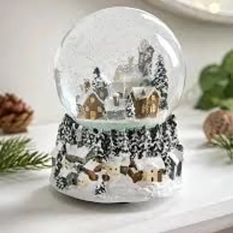 BOXED MUSICAL SNOW GLOBE WITH VILLAGE SCENE (1 BOX)