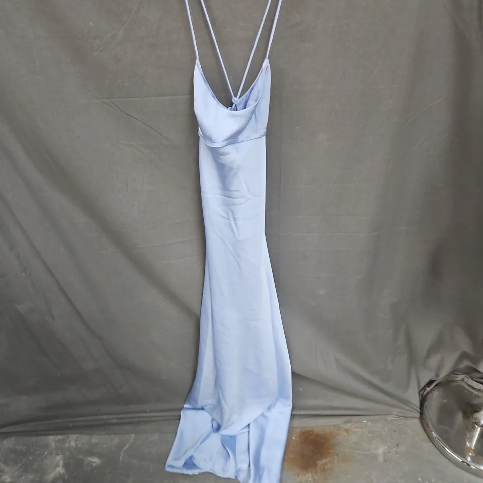 WHITE FOX LIGHT BLUE SATIN SLIP DRESS – SIZE S