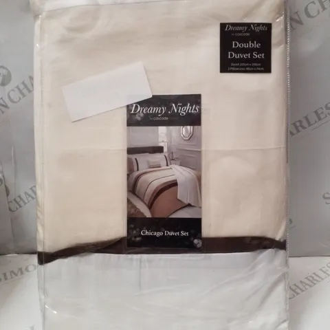 BRAND NEW DREAMY NIGHTS CHICAGO DOUBLE 200×200CM DUVET COVER SET - NATURAL