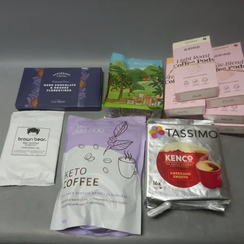 APPROXIMATELY 10 ASSORTED FOOD & DRINK ITEMS TO INCLUDE - KETO COFFEE, GRIND COFFEE PODS, AND CARTWRIGHT CHOCOLATE ETC