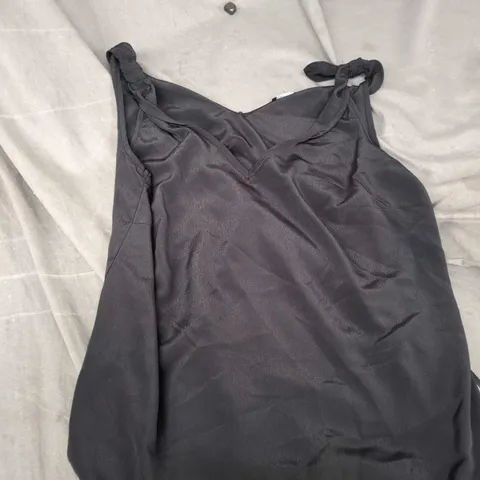 ROMAN BLACK SATIN CAMISOLE TOP WITH KNOT STRAPS