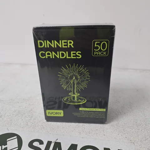 DINNER CANDLES – IVORY, 50 PACK