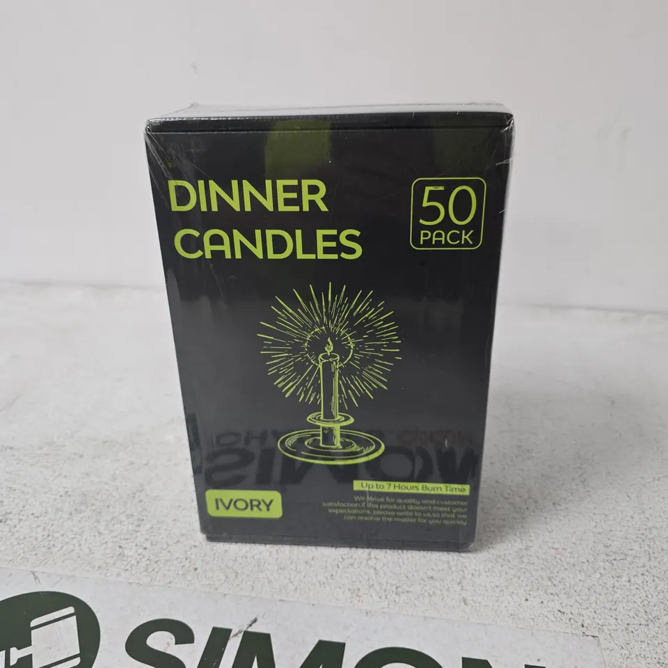 DINNER CANDLES – IVORY, 50 PACK