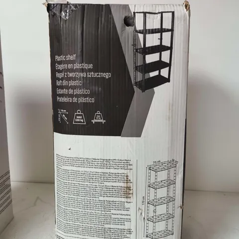 PLASTIC SHELF STORAGE RACK, 4-TIER, BOXED – 170 CM HIGH X 70 CM WIDE X 38 CM DEEP