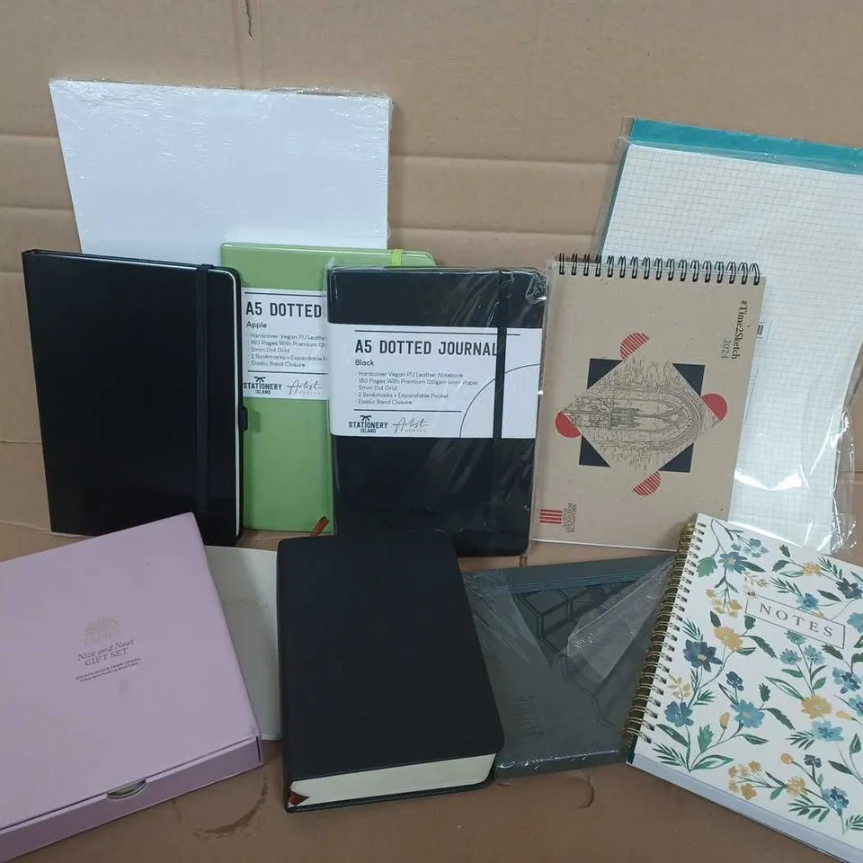 APPROXIMATELY 10 ASSORTED STATIONARY TO INCLUDE JOURNALS, NOTEBOOKS