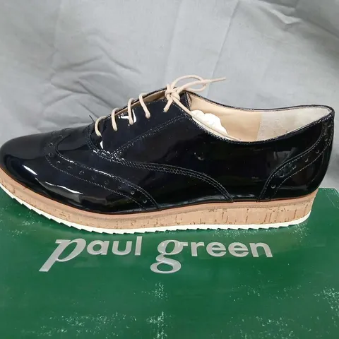 PAUL GREEN BLACK PATENT LEATHER BROGUE DRESS SHOES – UK 7
