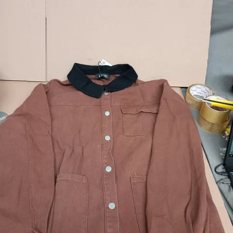 LTS Brown Shirt with Black Collar – Button Front, Chest Pocket (Men's)