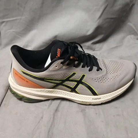 ASICS GT-1000-12 RUNNING SHOES – GREY/BLACK WITH NEON ACCENTS, UK 8.5