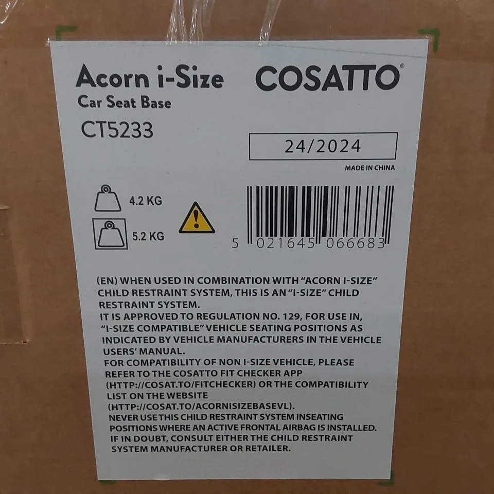 BOXED COSATTO ACORN I-SIZE CAR SEAT BASE - CT5233
