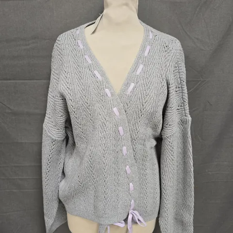 HOLLISTER GREY OPEN FRONT CARDIGAN - XL