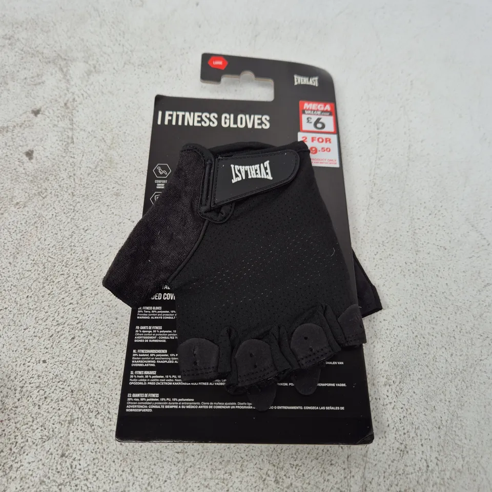 EVERLAST I FITNESS GLOVES – LARGE, BLACK