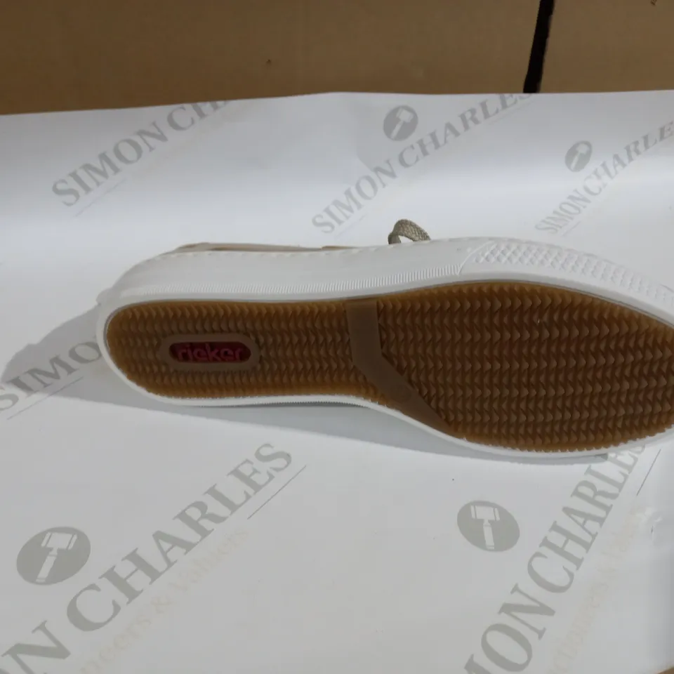 BOXED PAIR OF RIEKER GOLD METALLIC TRAINERS - SIZE 6