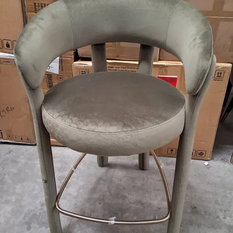 ANYA OLIVE GREEN VELVET BRUSHED BRONZE BAR STOOL