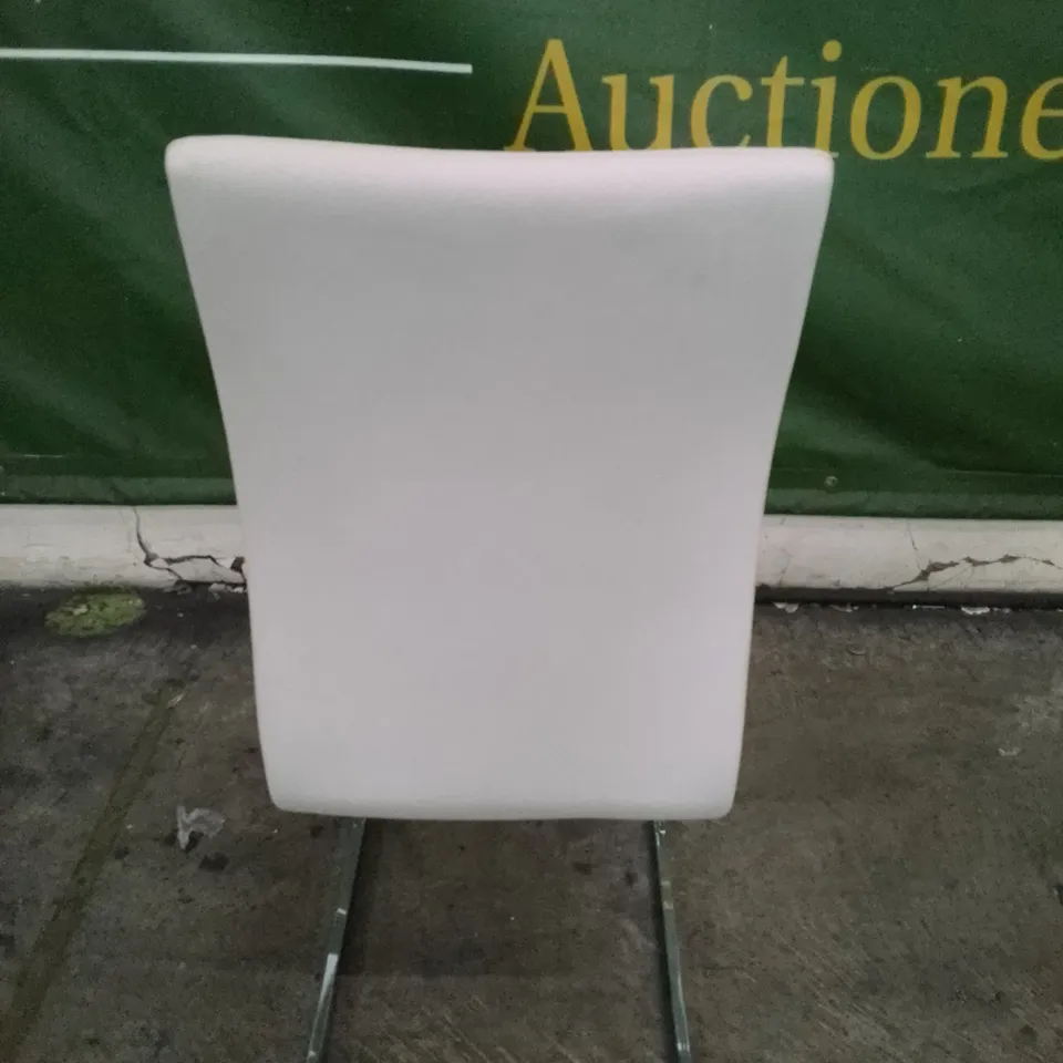 PERTH WHITE LEATHER DINING CHAIR WITH CHROME LEGS