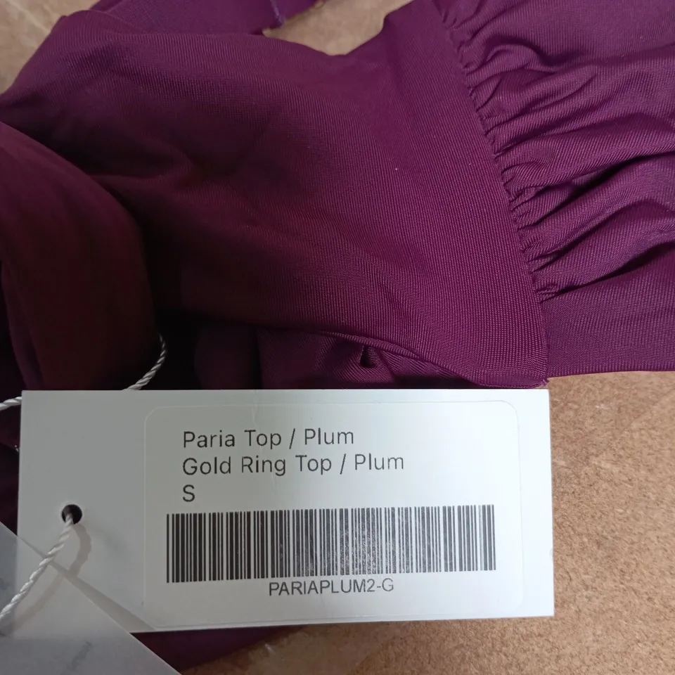 TOCO PARIA TOP – PLUM, WOMEN'S SIZE S, GOLD RING FRONT DETAIL