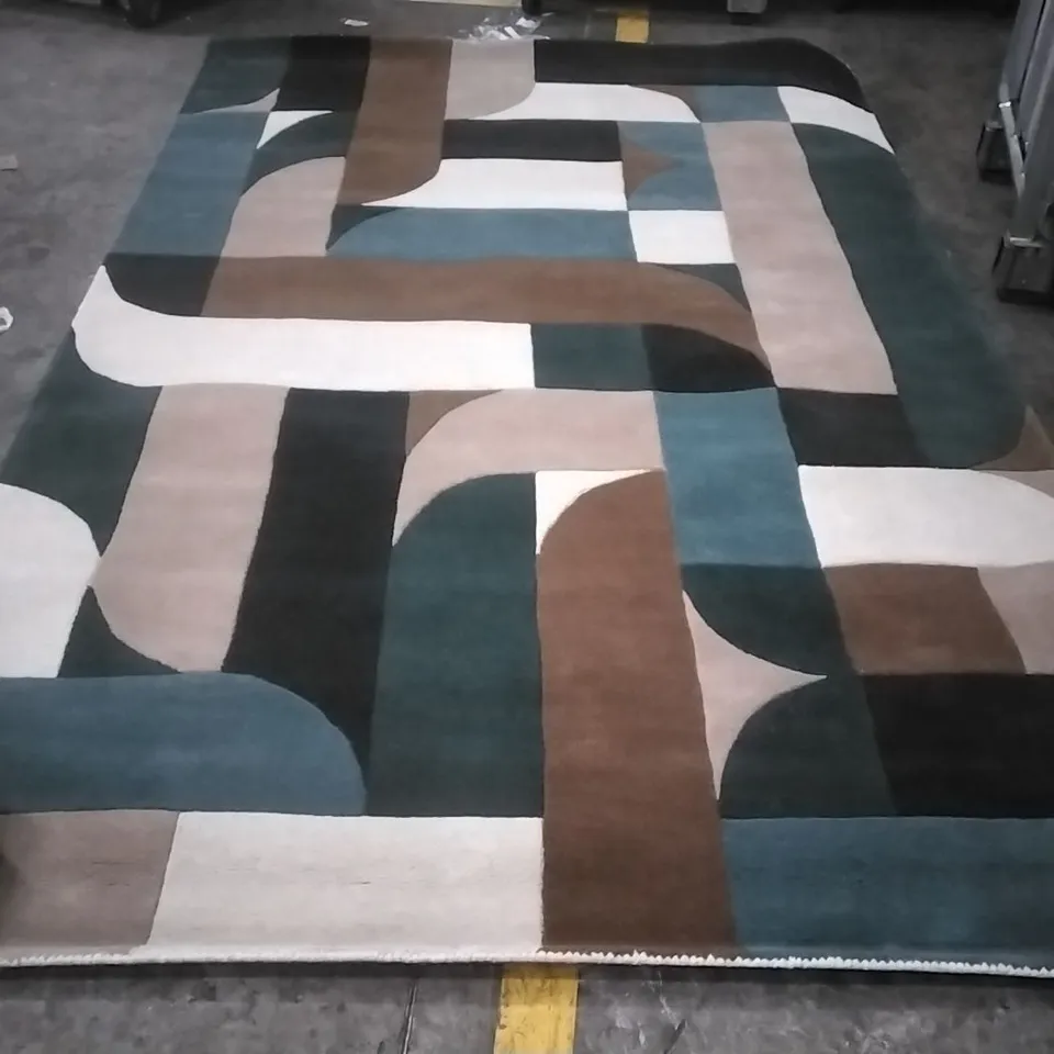 BRINLIE HAND TUFTED WOOL BLUE RUG APPROXIMATELY 200X300CM