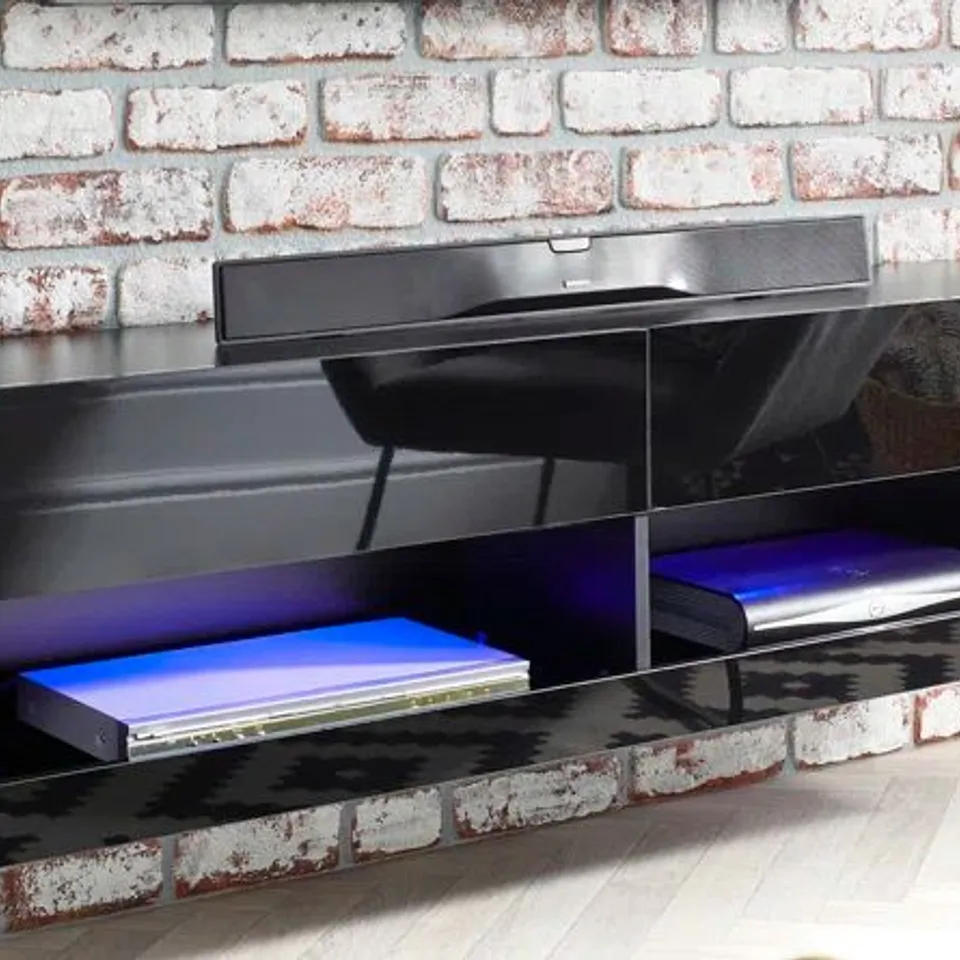 BOXED GANZI TV STAND FOR TV'S UP TO 65" BLACK (1 BOX)