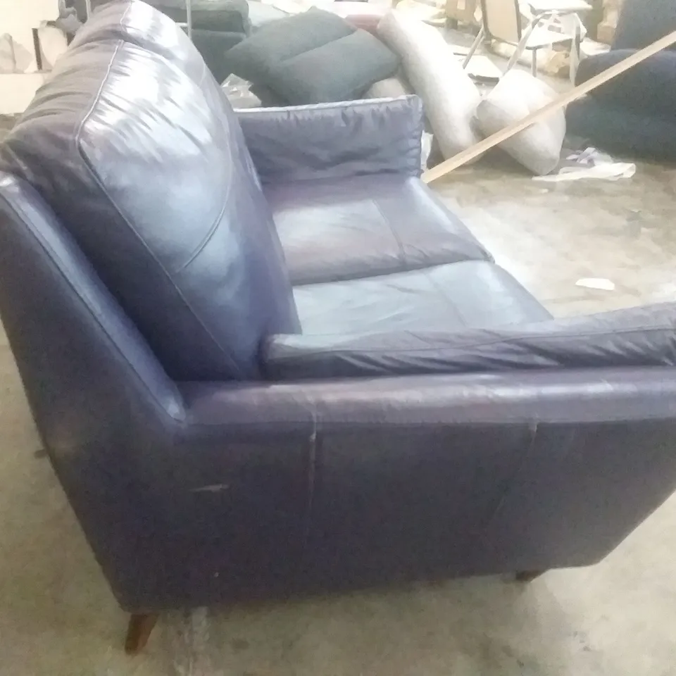 QUALITY DESIGNER FELLINI 2 SEATER - DARK PURPLE LEATHER 