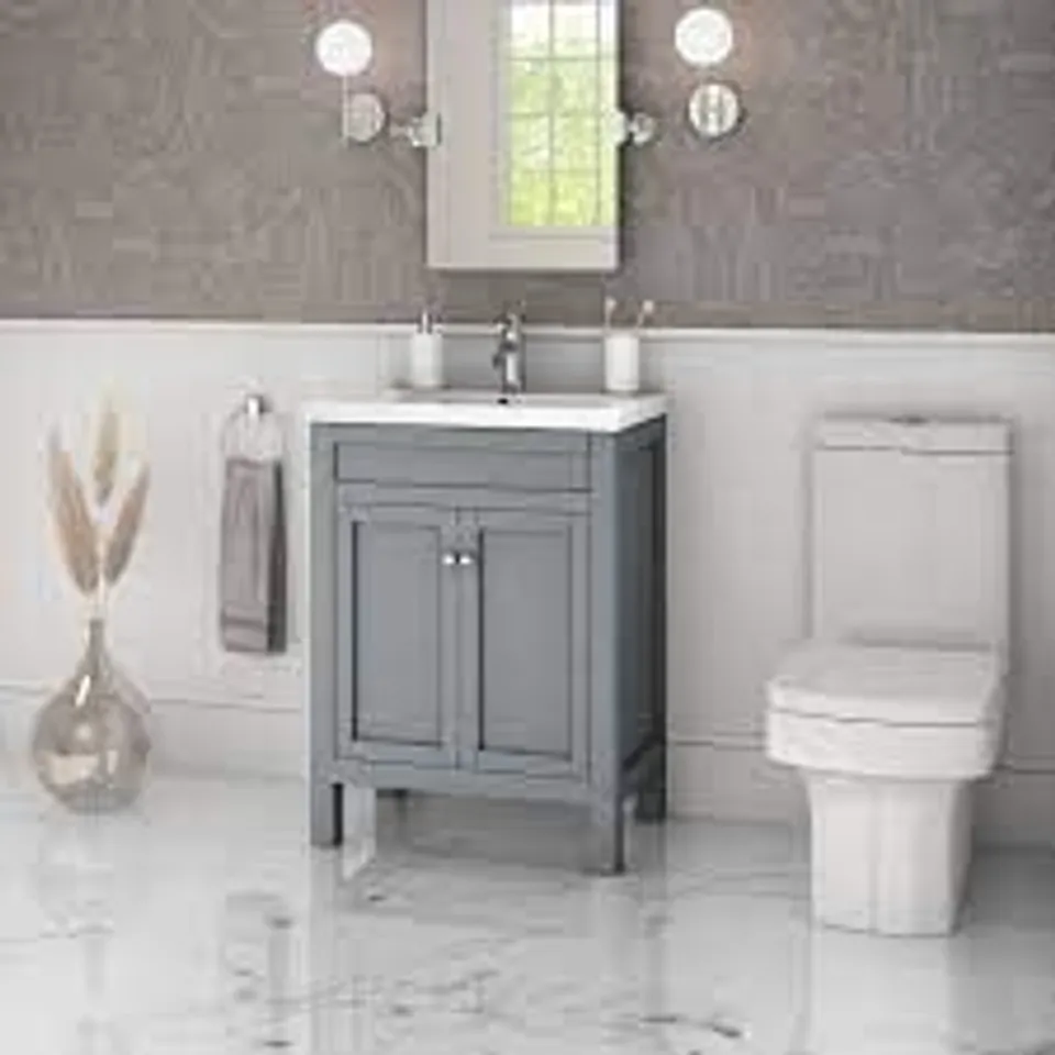 BOXED BRAND NEW AVEBURY 600MM MATT GREY VANITY UNIT 