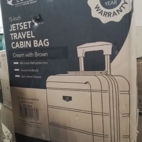 BOXED LUGG 15INCH JETSET TRAVEL CABIN BAG CREAM&BROWN 