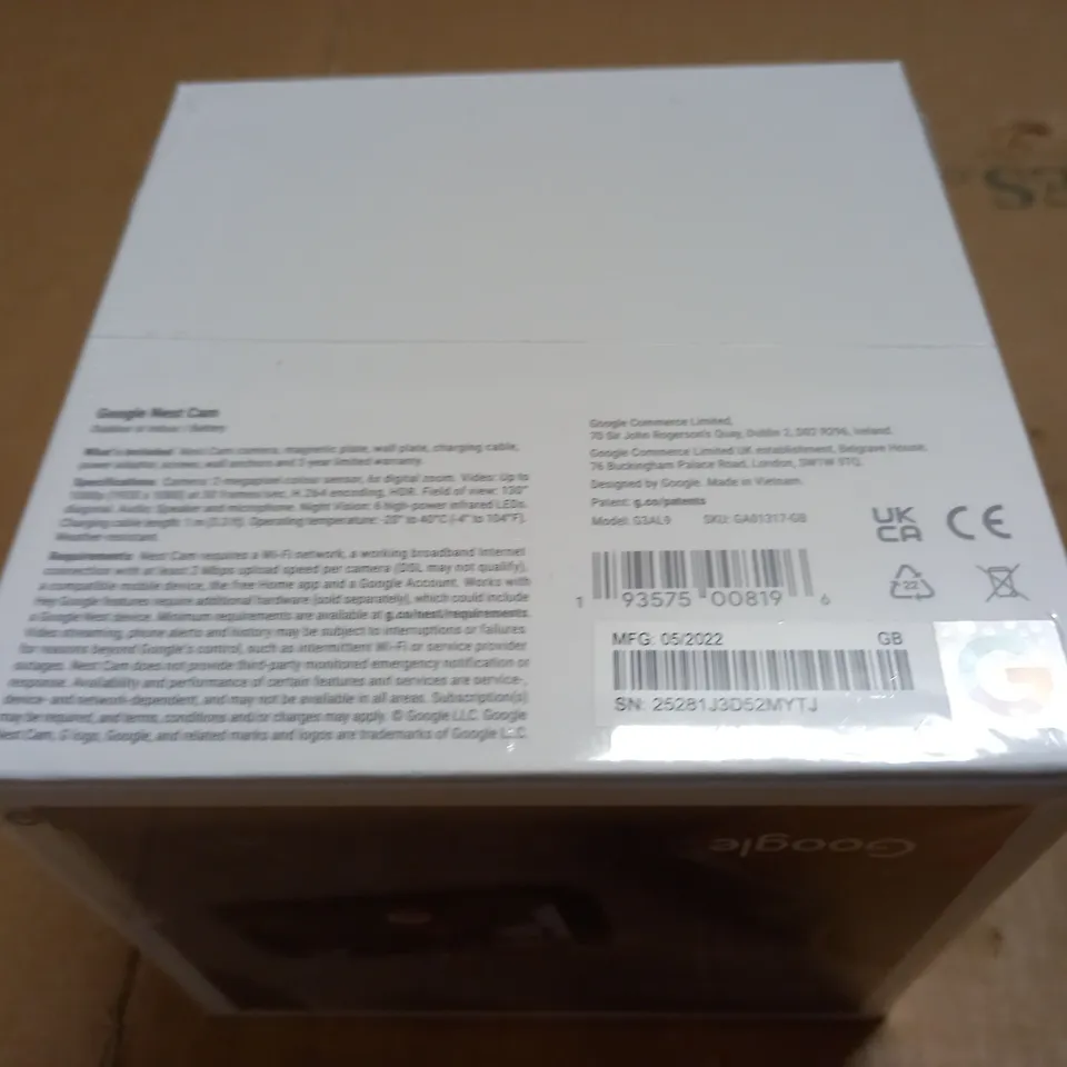 SEALED GOOGLE NEST CAM - G3AL9