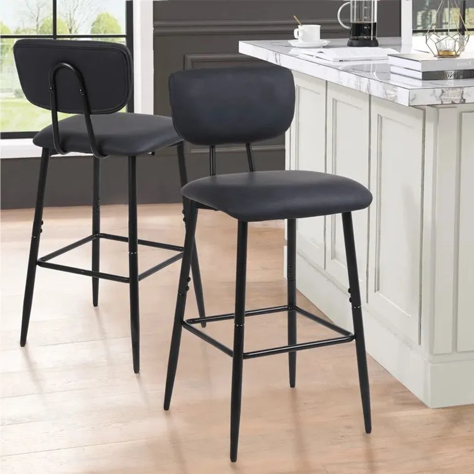 BOXED SET OF 2 KARTEZ 66CM BAR STOOL - BLACK (1 BOX)