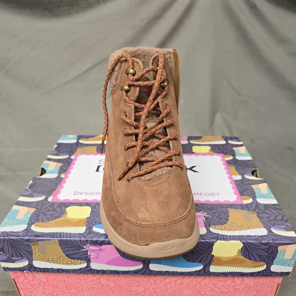 BOXED PAIR OF SKECHERS GO WALK BOOTS IN BROWN - 7