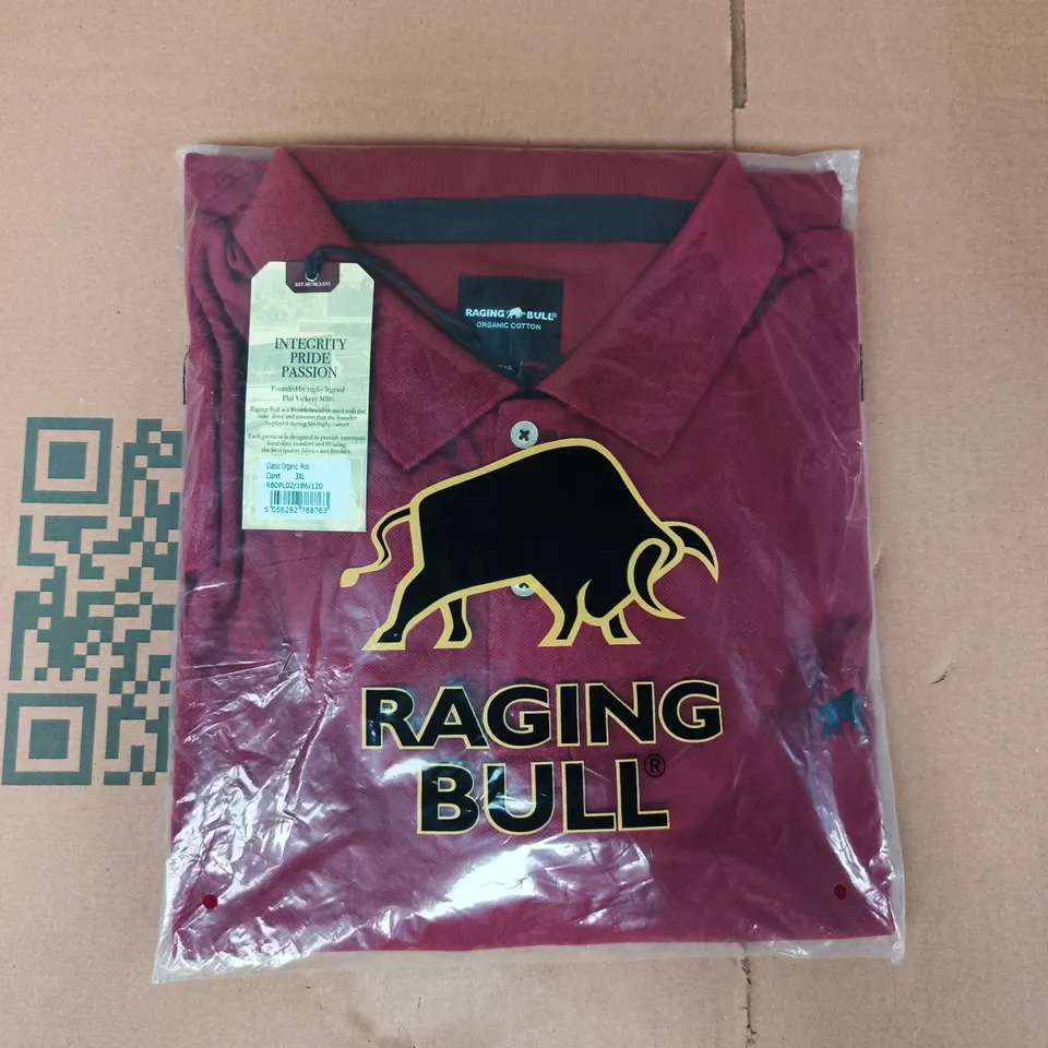 BAGGED RAGING BULL CLASSIC ORGANIC POLO IN CLARET SIZE 3XL