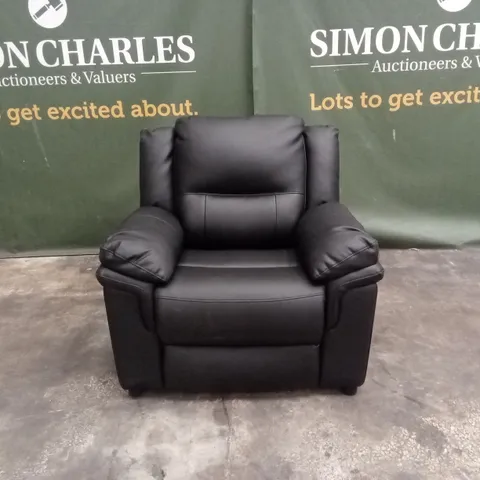 ALBION LUXURY FAUX LEATHER HIGH BACK ARMCHAIR - BLACK