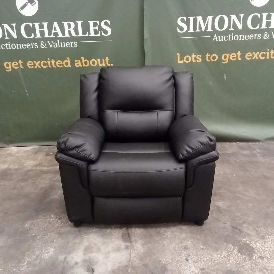 ALBION LUXURY FAUX LEATHER HIGH BACK ARMCHAIR - BLACK RRP £449